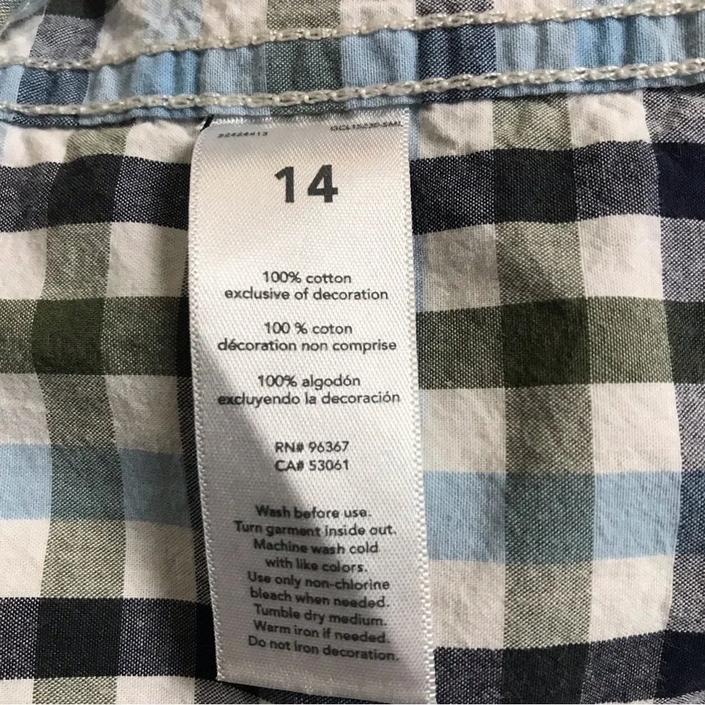 Oshkosh Button Down Shirt Boy’s Size 14 Multicolor Long Sleeve Plaid 100% Cotton - Picture 5 of 11